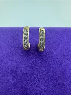 💛 Avon Gold-Tone Crystal Huggie Earrings | J Hoops